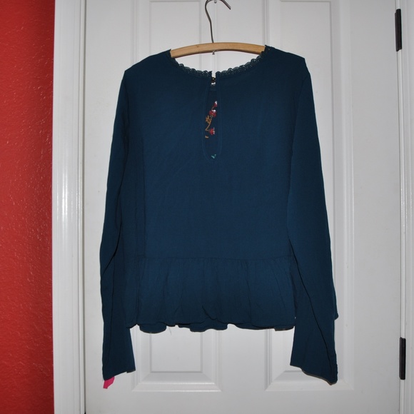 'FINAL'  NEW Teal Embroidered Peplum Blouse Top D1 - Picture 5 of 8